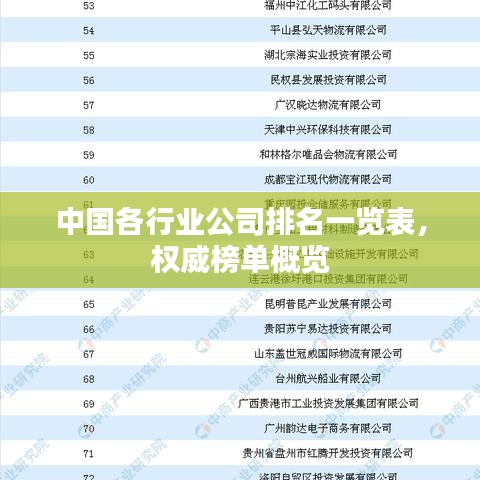 中國各行業(yè)公司排名一覽表，權(quán)威榜單概覽