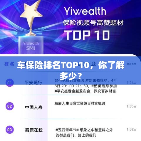 車保險排名TOP10，你了解多少？