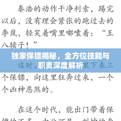 獨(dú)家保鏢揭秘，全方位技能與職責(zé)深度解析