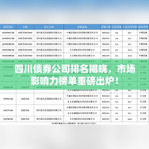 四川債券公司排名揭曉，市場(chǎng)影響力榜單重磅出爐！